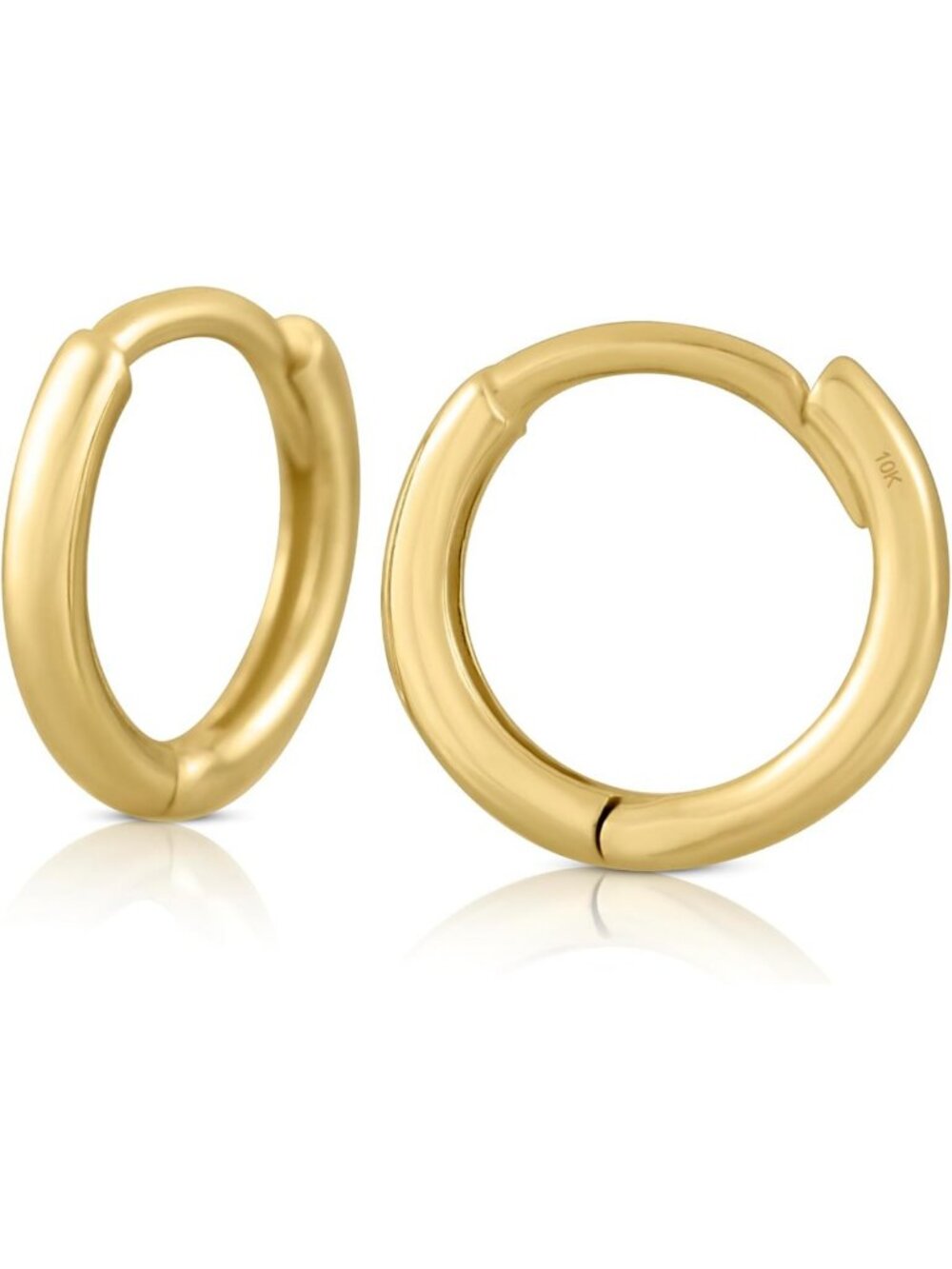 Dainty 10k Solid Gold Huggie Hoop Earrings, Small Cartilage & Helix Hoops